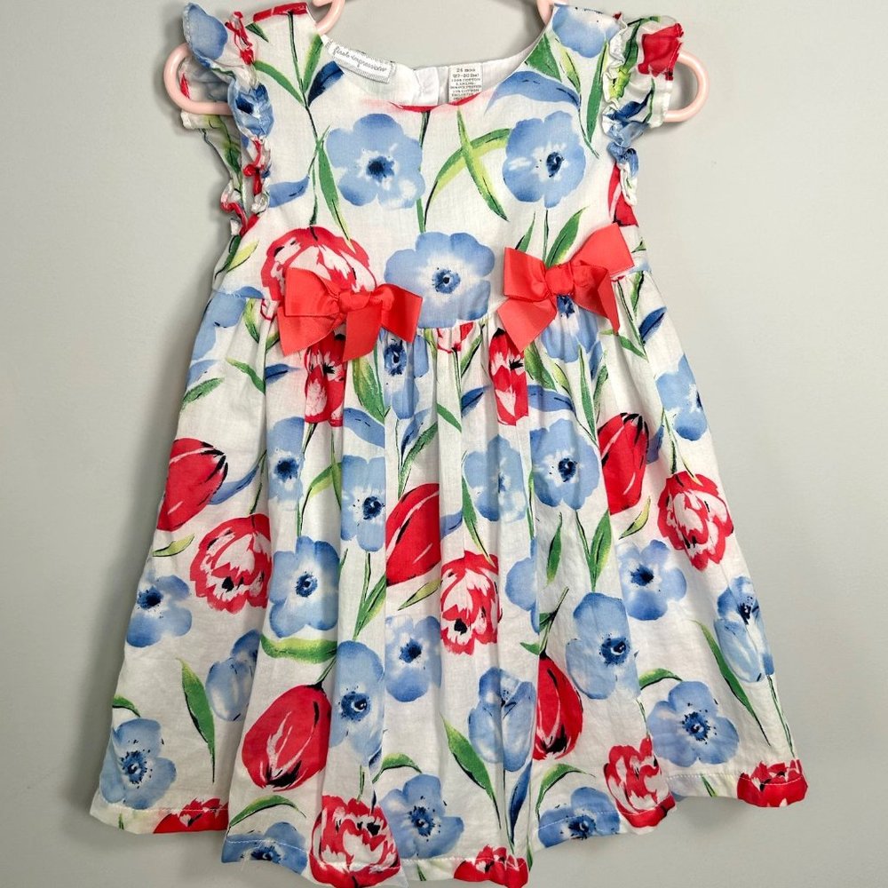 First Impressions Baby Girls' Sleeveless Floral Dress with Bows - Size 24 Months